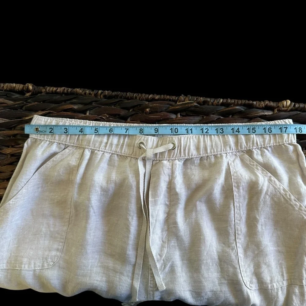 Nicole Miller NY size XL Oatmeal 100% Linen Cargo Jogger Pants Pull On Flax‎